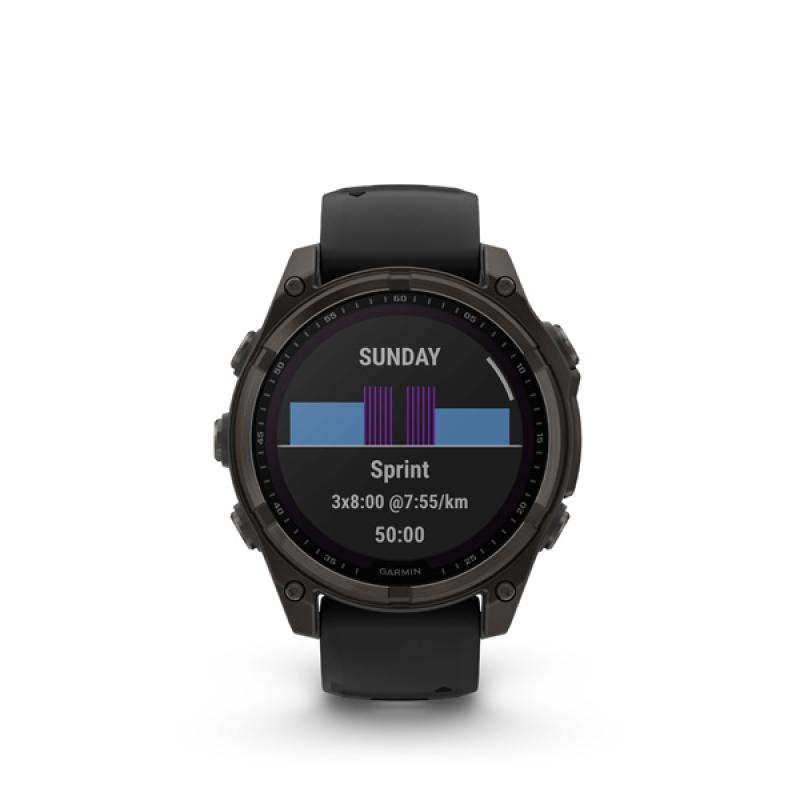 Garmin fenix 8 - 47mm, Sapphire Solar, Carbon Gray DLC Titanium DLC, Black/Pebble Gray ban