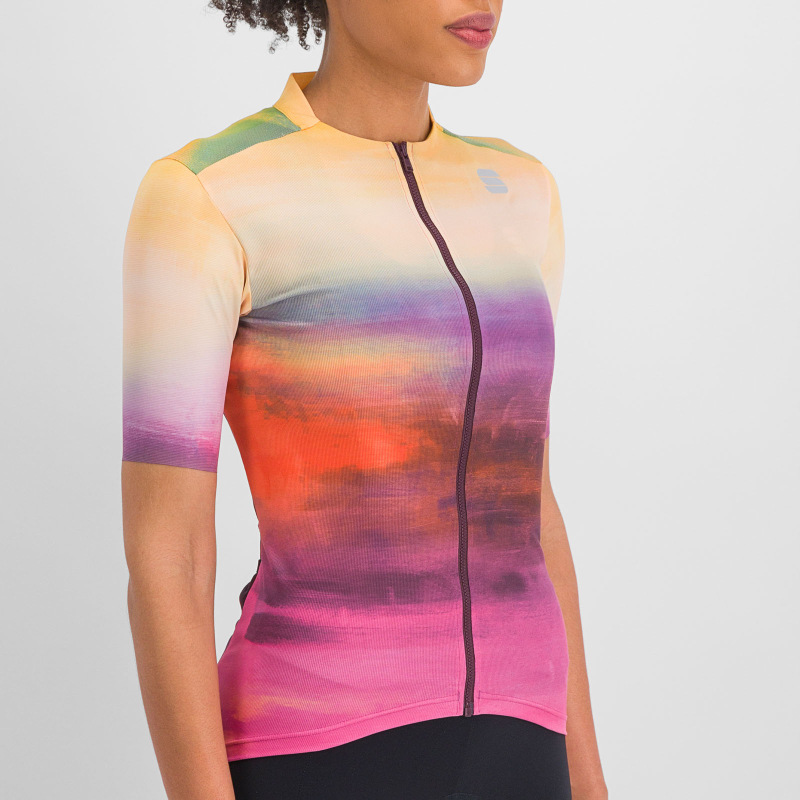 Sportful FLOW SUPERGIARA dámsky dres carmine rose yellow 2
