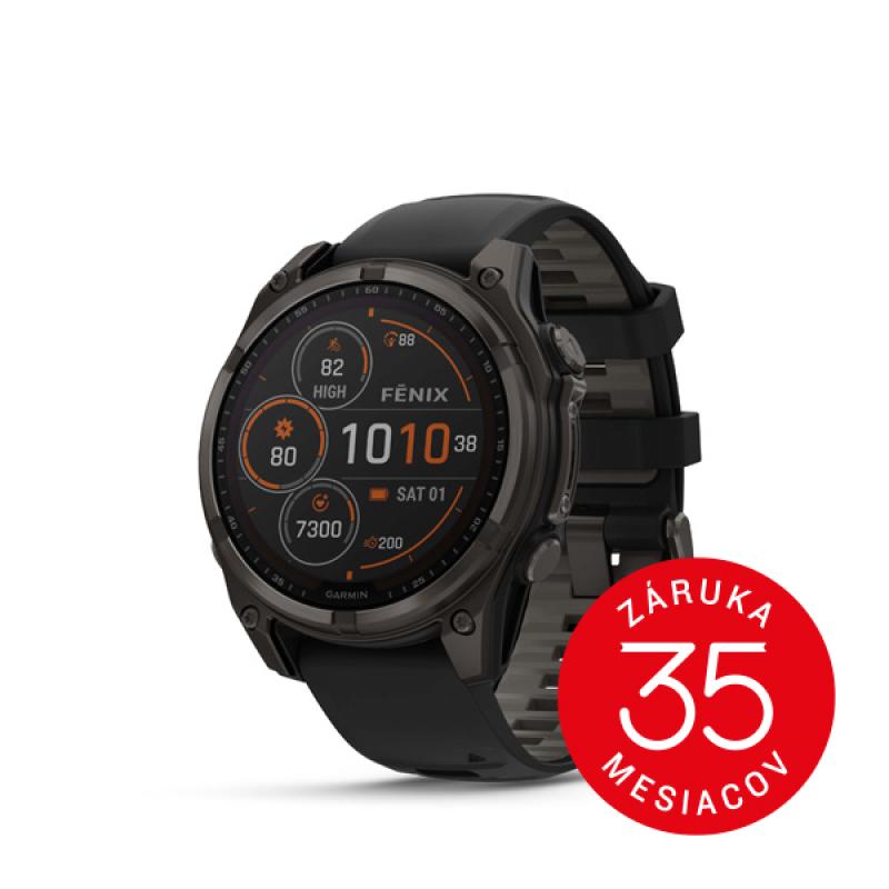 Garmin fenix 8 - 47mm, Sapphire Solar, Carbon Gray DLC Titanium DLC, Black/Pebble Gray ban