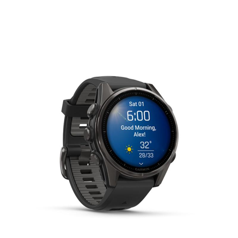 Garmin fenix 8 - 43mm, AMOLED, Sapphire, Carbon Gray DLC Titanium, Black/Pebble Gray band