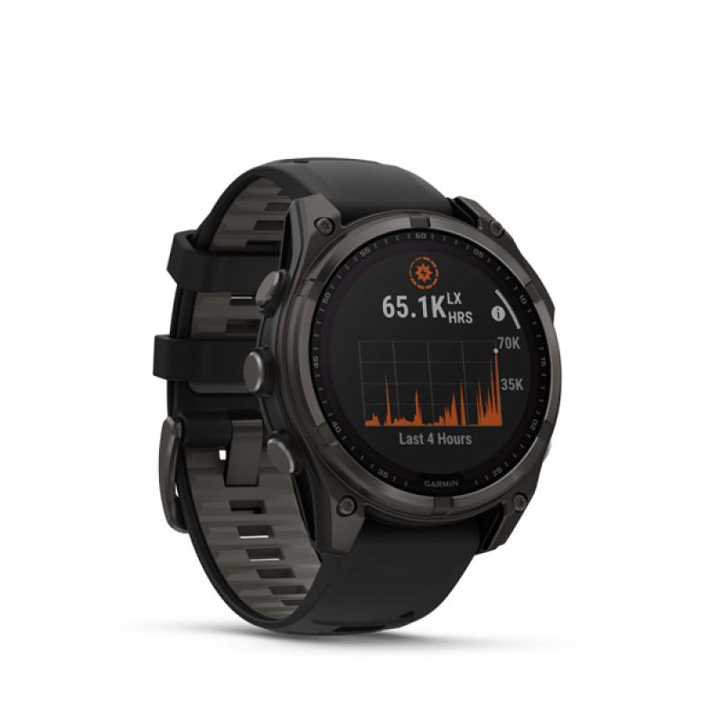 Garmin fenix 8 - 47mm, Sapphire Solar, Carbon Gray DLC Titanium DLC, Black/Pebble Gray ban