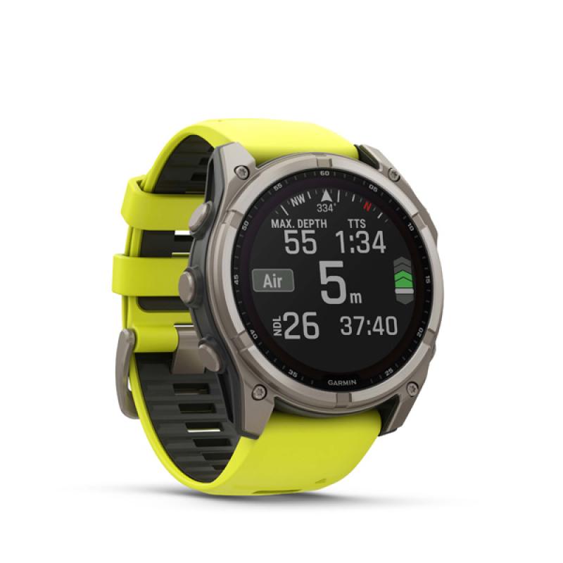 Garmin fenix 8 - 51mm, Sapphire Solar, Titanium, Amp Yellow/Graphite band