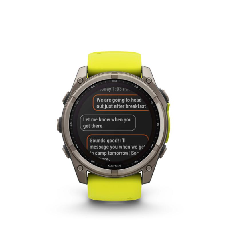 Garmin fenix 8 - 51mm, Sapphire Solar, Titanium, Amp Yellow/Graphite band