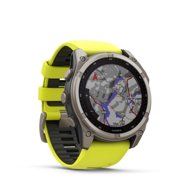 Garmin fenix 8 - 51mm, Sapphire Solar, Titanium, Amp Yellow/Graphite band