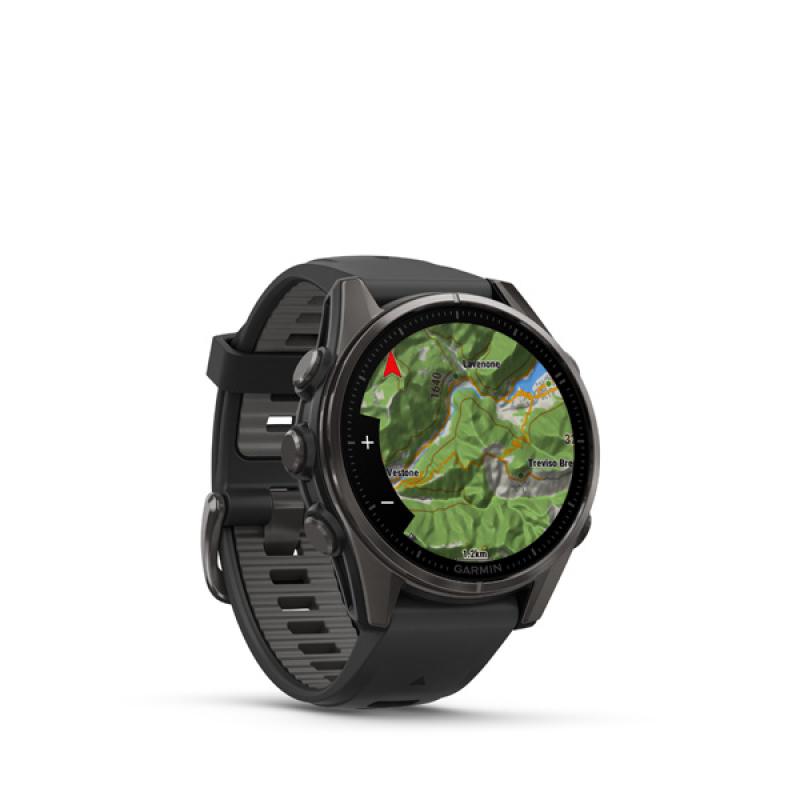 Garmin fenix 8 - 43mm, AMOLED, Sapphire, Carbon Gray DLC Titanium, Black/Pebble Gray band