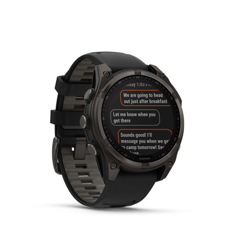 Garmin fenix 8 - 47mm, Sapphire Solar, Carbon Gray DLC Titanium DLC, Black/Pebble Gray ban