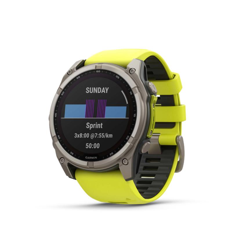 Garmin fenix 8 - 51mm, Sapphire Solar, Titanium, Amp Yellow/Graphite band