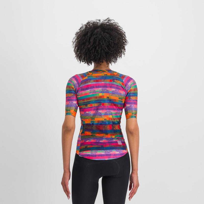 Sportful GLITCH BOMBER dámsky dres multicolor pink 1