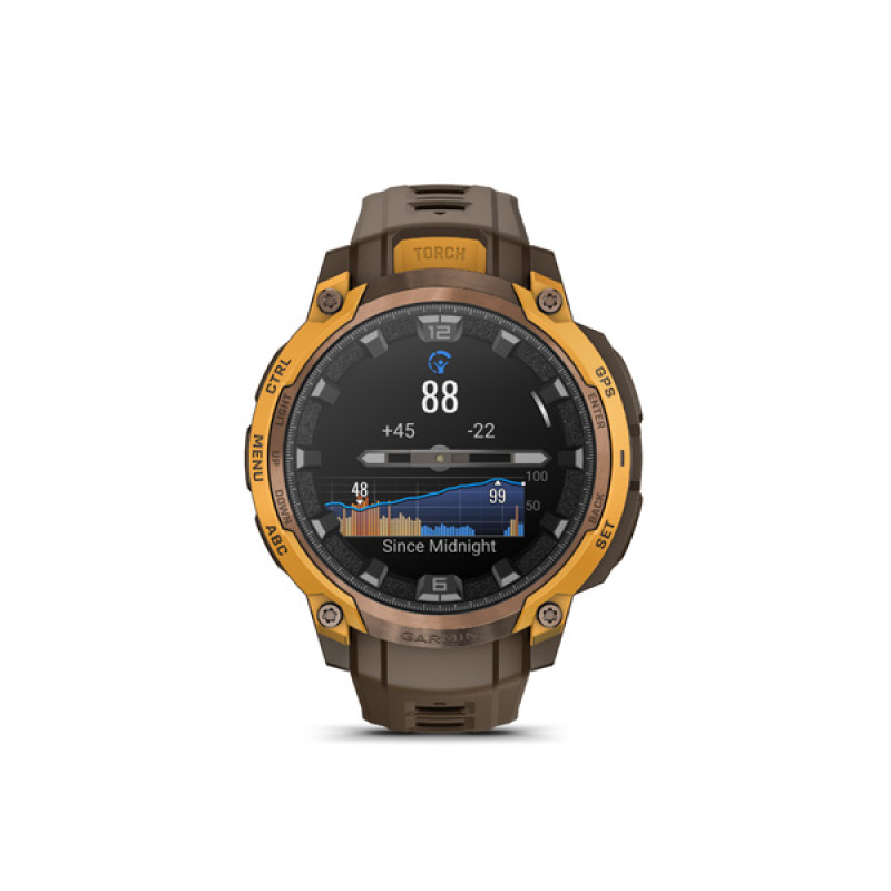 Garmin Instinct Crossover AMOLED, Bronze Sunburst, Cocoa silocone band 1