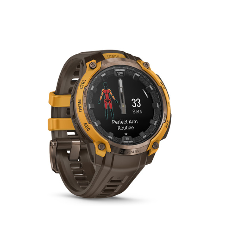Garmin Instinct Crossover AMOLED, Bronze Sunburst, Cocoa silocone band 3