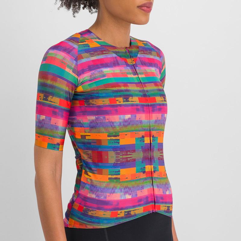 Sportful GLITCH BOMBER dámsky dres multicolor pink 2