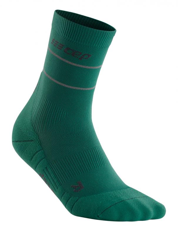 CEP krátke kompresné ponožky REFLECTIVE zelená