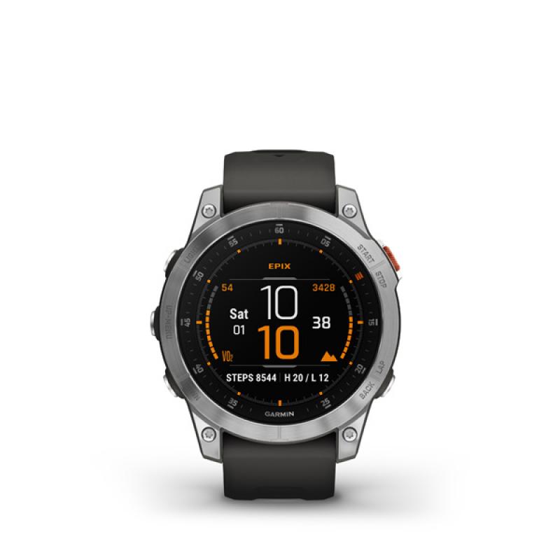 Garmin EPIX (Gen 2), Slate Stainless Steal, Silicone Band