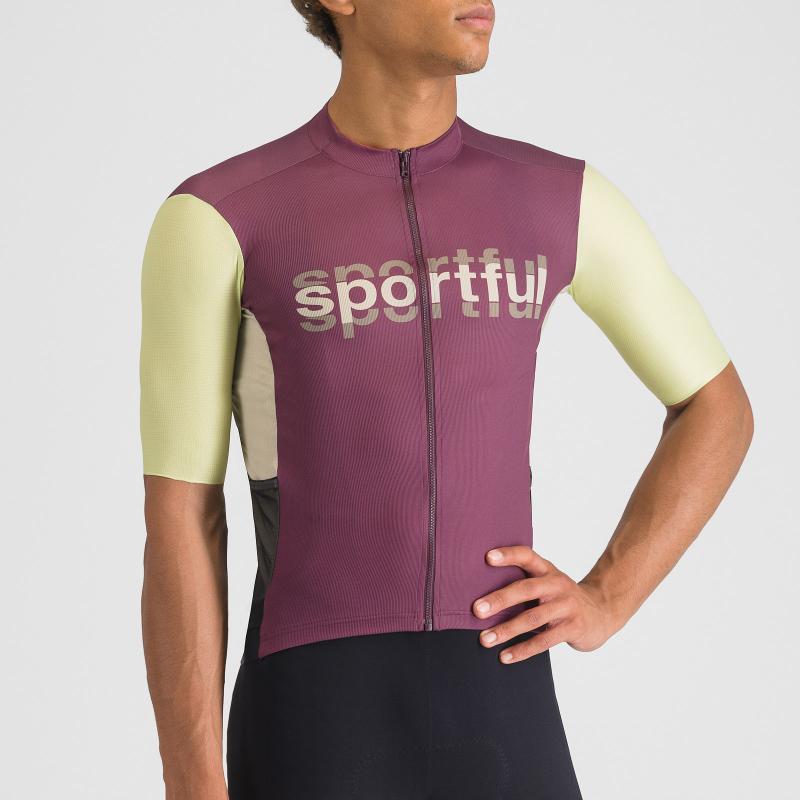 Sportful SUPERGIARA LOGO dres bordo/shadow lime 2