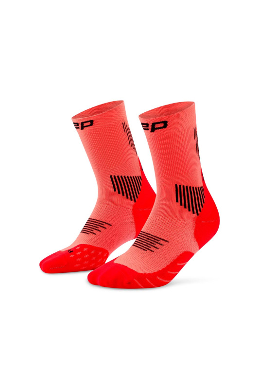 CEP Bežecké vysoké ponožky 5.0 neon/coral