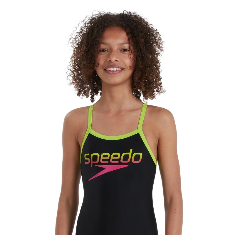 Dievčenské plavky Speedo čierna/zelená