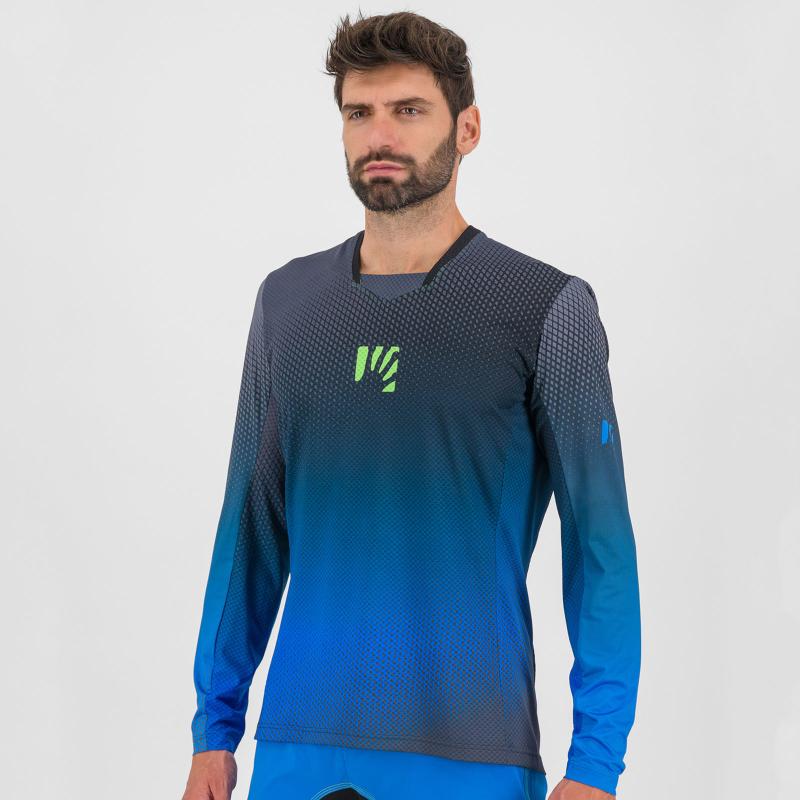 KARPOS VAL DI DENTRO dres s dlhým rukávom Black/Indigo Bunting/Green Fluo