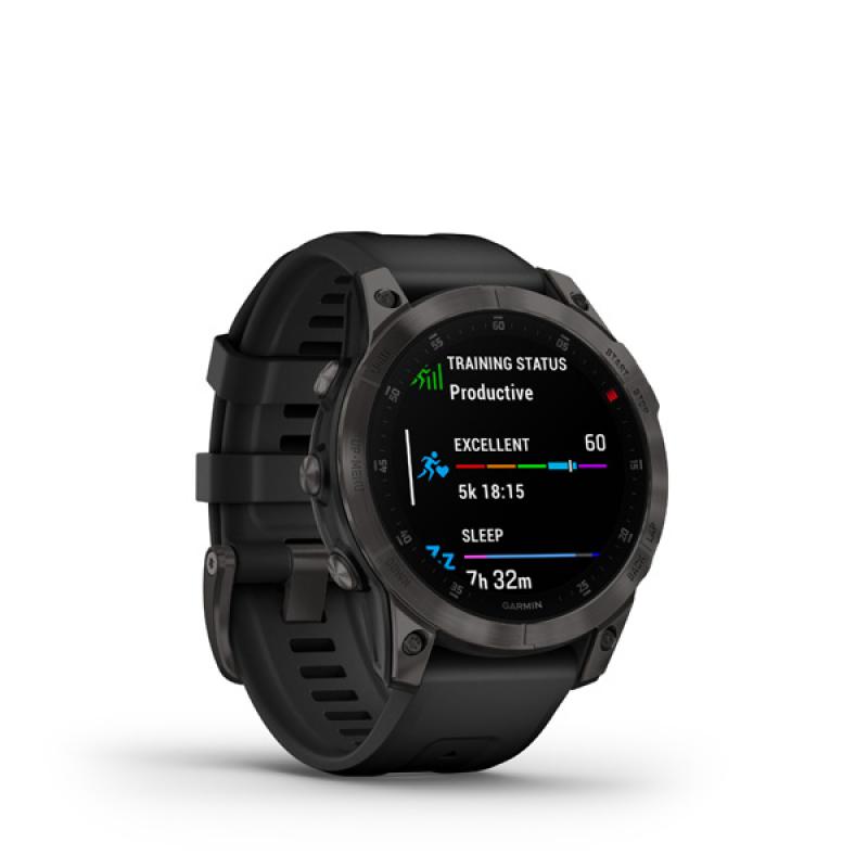 Garmin EPIX (Gen 2), Sapphire, Black, Carbone Gray DLC Titanium, Silicone Band