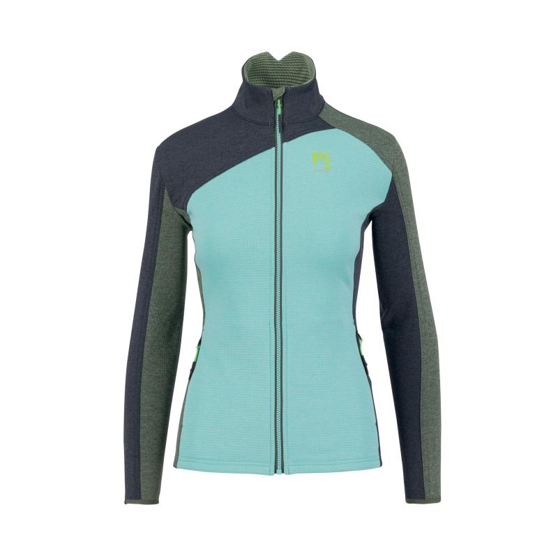 Karpos FEDERA FULL-ZIP dámska flíska Aqua Sky/Black Sand/Thyme