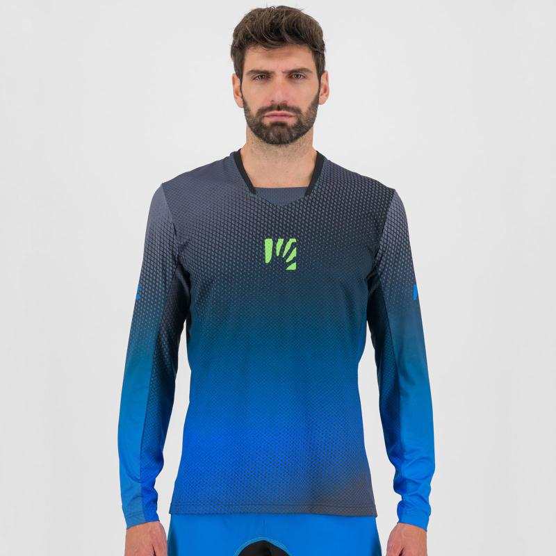 KARPOS VAL DI DENTRO dres s dlhým rukávom Black/Indigo Bunting/Green Fluo