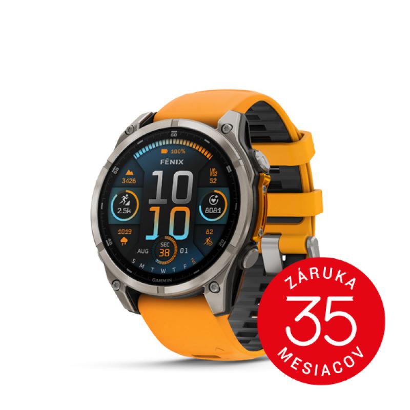 Garmin fenix 8 - 47mm, AMOLED, Sapphire, Titanium, Spark Orange/Graphite band