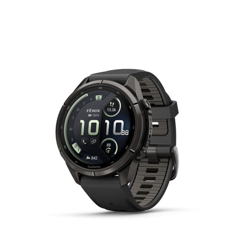 Garmin fenix 9 Pro - inReach, 43mm, AMOLED, Sapphire, Carbon Gray DLC Titanium, Black/Pebb