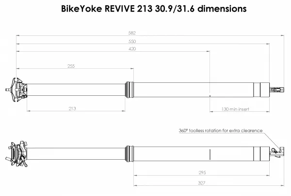 Bike Yoke teleskopická sedlovka Revive 2.0 213mm zdvih, Priemer: 31,6mm