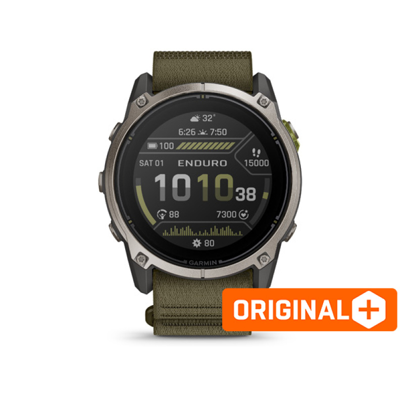 Garmin Enduro 4, Sapphire Solar, Titanium, Dark olive ComfortFit Fabric band