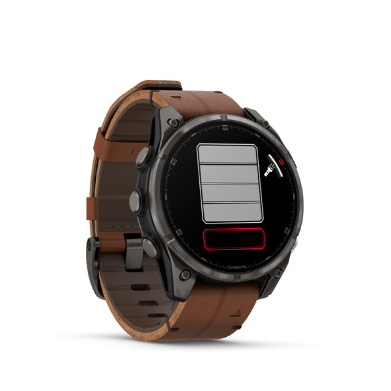 Garmin fenix 8 Pro - 47mm, AMOLED, Sapphire, Carbon Gray DLC Titanium, Chestnut Leather ba 2