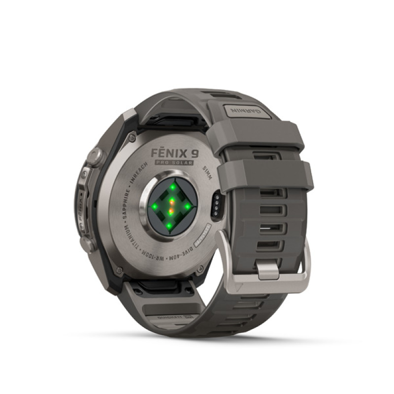 Garmin fenix 9 Pro - inReach, 51mm, Sapphire Solar, Titanium, Pebble Gray/Silver Gray band 3