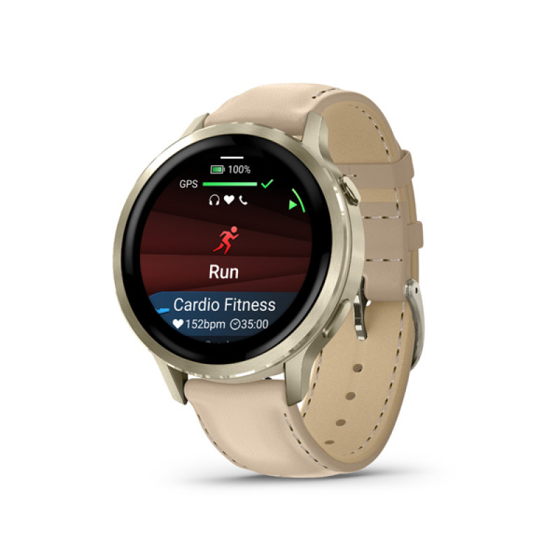 Garmin VENU 4 - 41mm, Beige/ Lunar Gold + Leather 1
