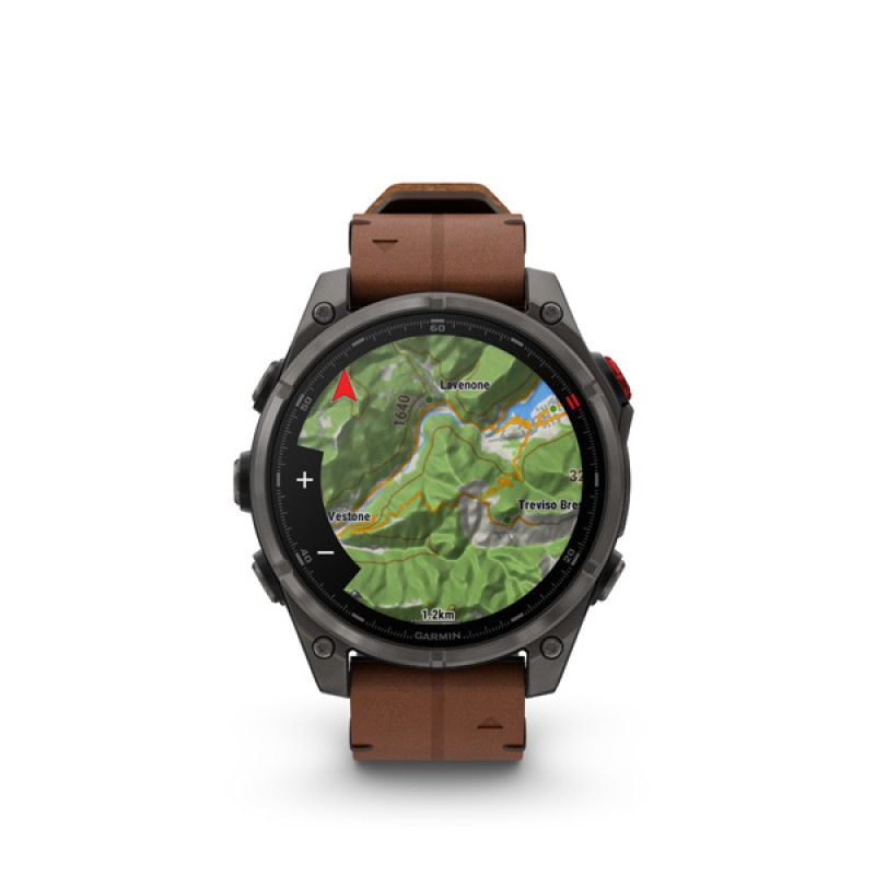 Garmin fenix 8 Pro - 47mm, AMOLED, Sapphire, Carbon Gray DLC Titanium, Chestnut Leather ba 1
