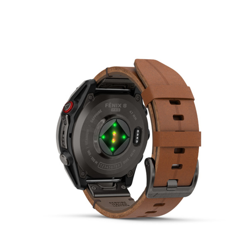 Garmin fenix 8 Pro - 47mm, AMOLED, Sapphire, Carbon Gray DLC Titanium, Chestnut Leather ba 4