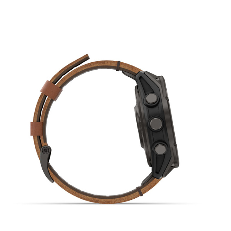 Garmin fenix 8 Pro - 47mm, AMOLED, Sapphire, Carbon Gray DLC Titanium, Chestnut Leather ba 5