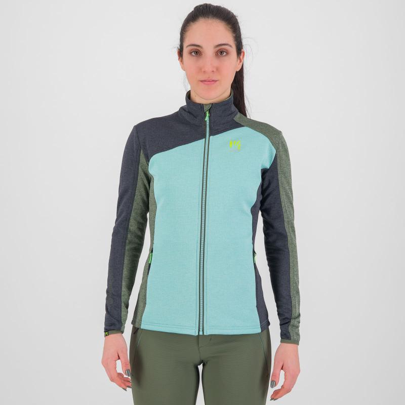 Karpos FEDERA FULL-ZIP dámska flíska Aqua Sky/Black Sand/Thyme