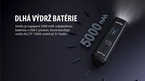 Svetlo ALLTY 1500 predné 5f USB čierne