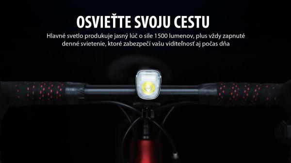 Svetlo ALLTY 1500 predné 5f USB čierne